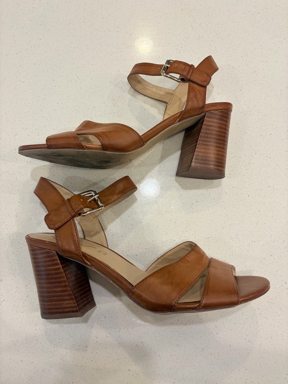 Unisa Brown Leather Heeled Sandals 9.5